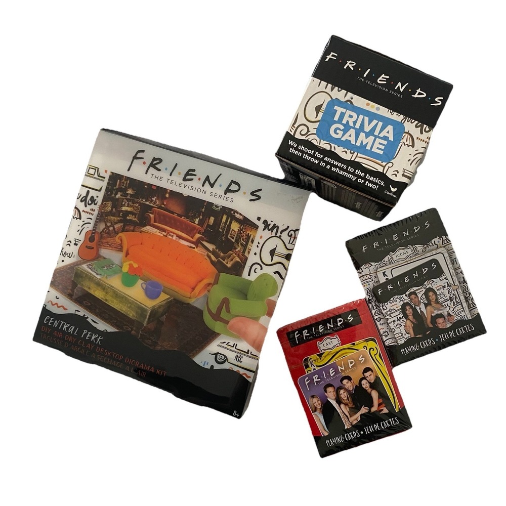 Lot of 4 FRIENDS Party Games Gifts Collectible Playing Cards + Trivia Game